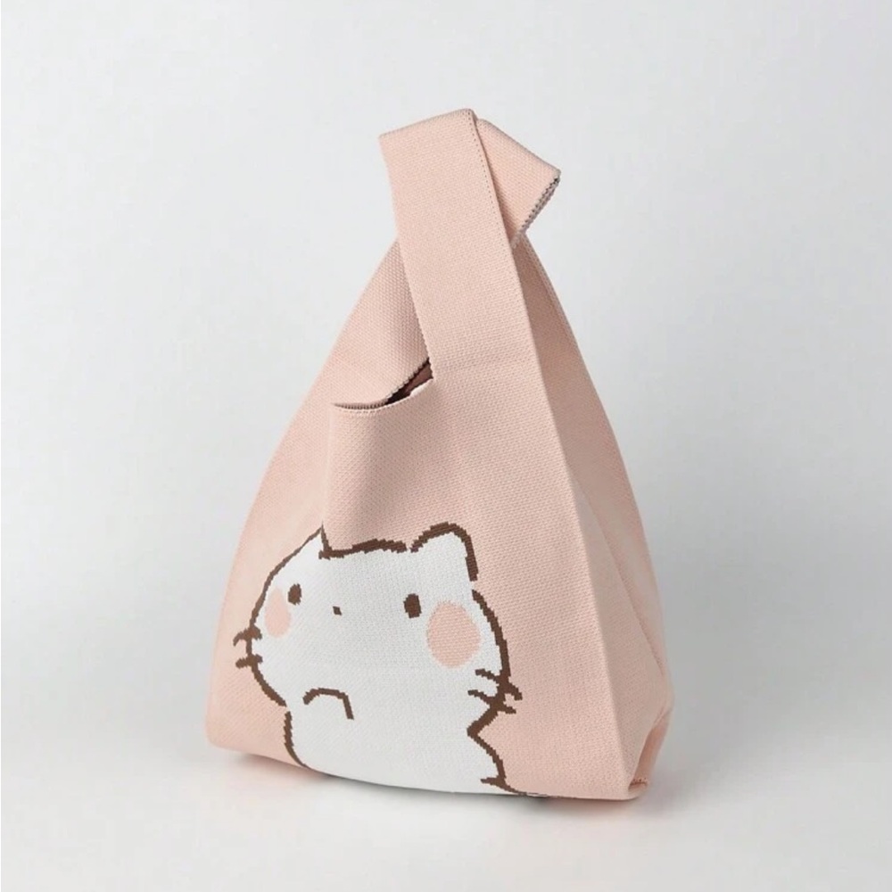 Pink Knit Bag Cartoon Kitty NEW